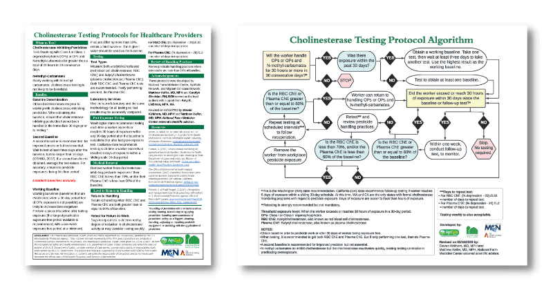 Cholinesterase ChE Testing Protocols and Algorithm for